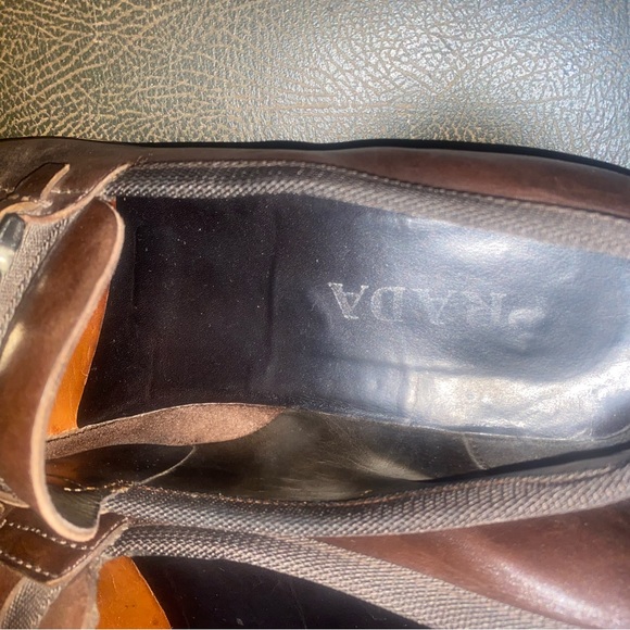 Prada Brown Leather slip on Loafers with Signature side Buckle Loafer - Picture 13 of 14